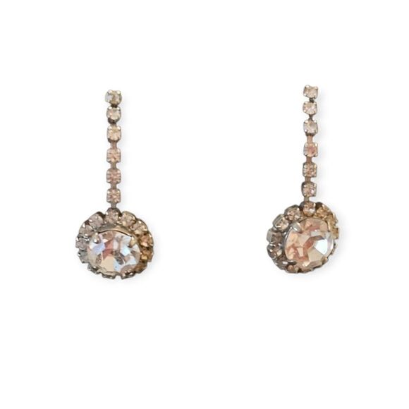 Vintage Crystal Drop Glamorous Dazzle Post Earrings - Picture 6 of 7